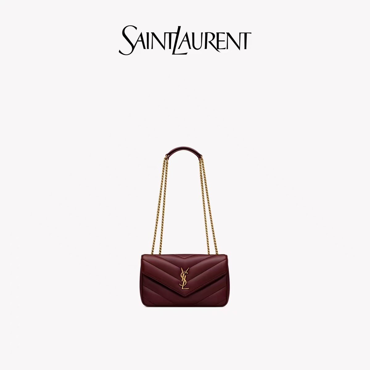 Saint Laurent LouLou Small Quilted Lambskin Handbag in Cabernet Sauvignon