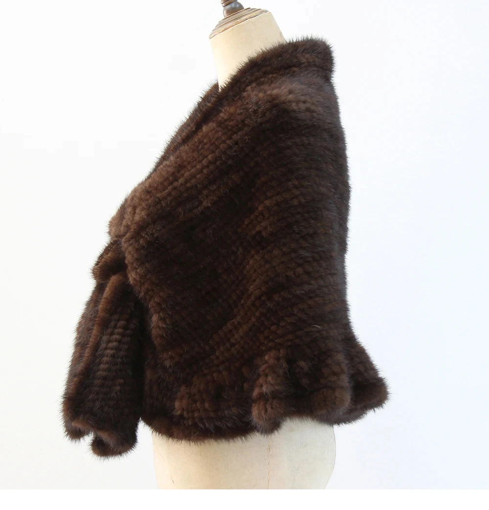 New Arrival Women Real Fur Shawl Lady Knit Flower Fur Capes Fashion Solid Poncho