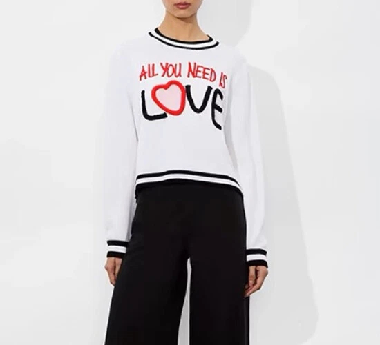 AUTH Women Alice + Olivia Wool Blend Round Neck Knit Pullover Sweater