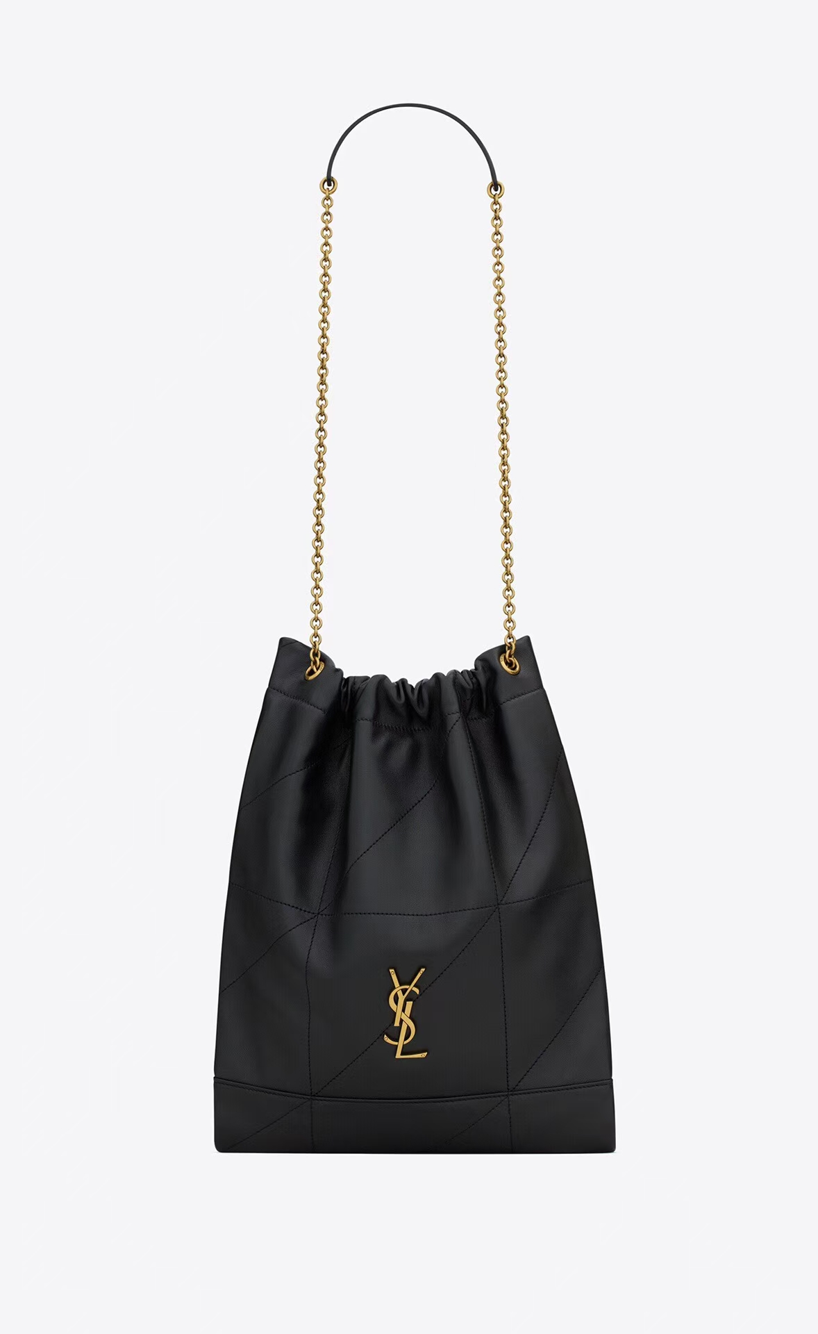 Saint Laurent Jamie Pochon Large Sheepskin Chain Bag in Black