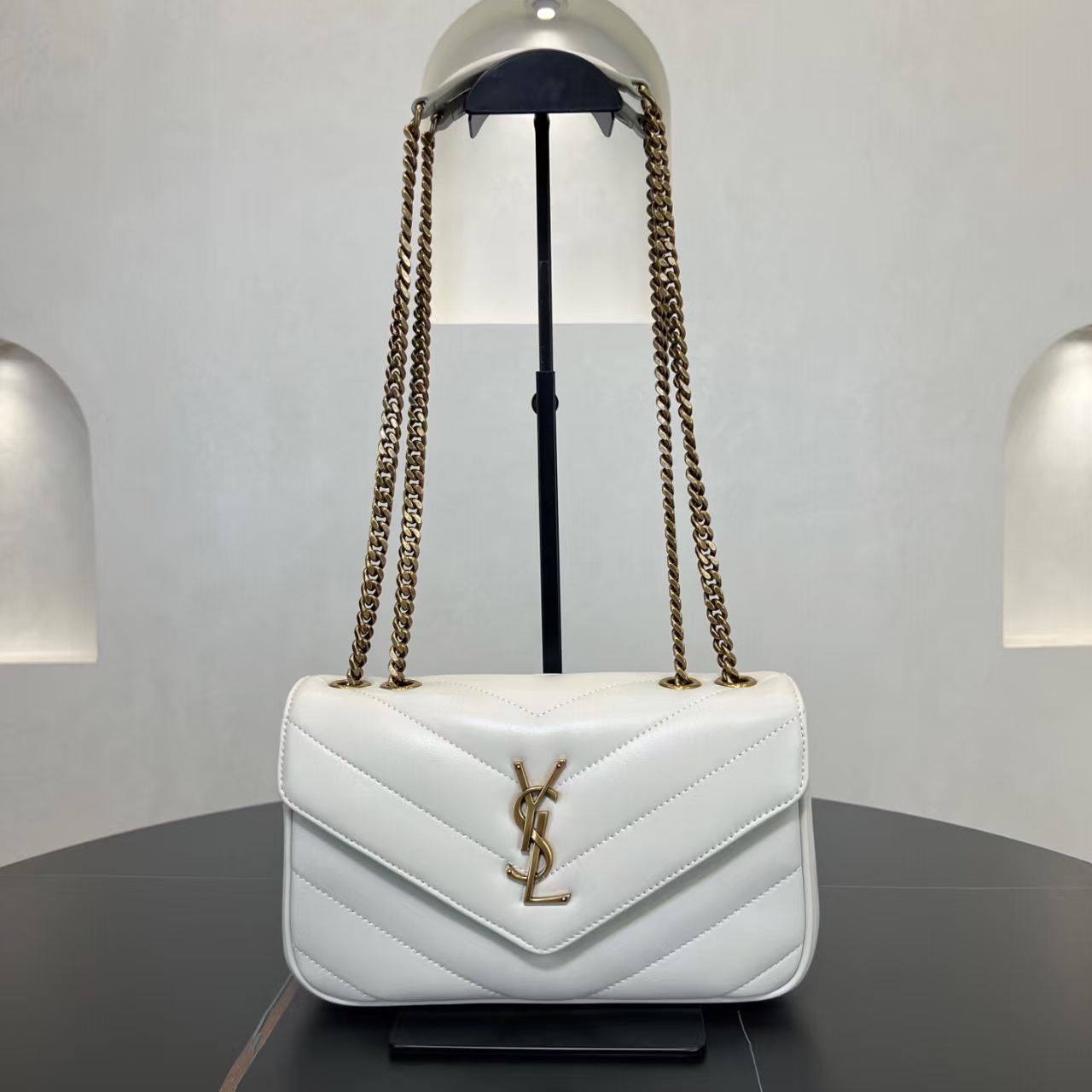 Saint Laurent LouLou Small Quilted Lambskin Handbag in White