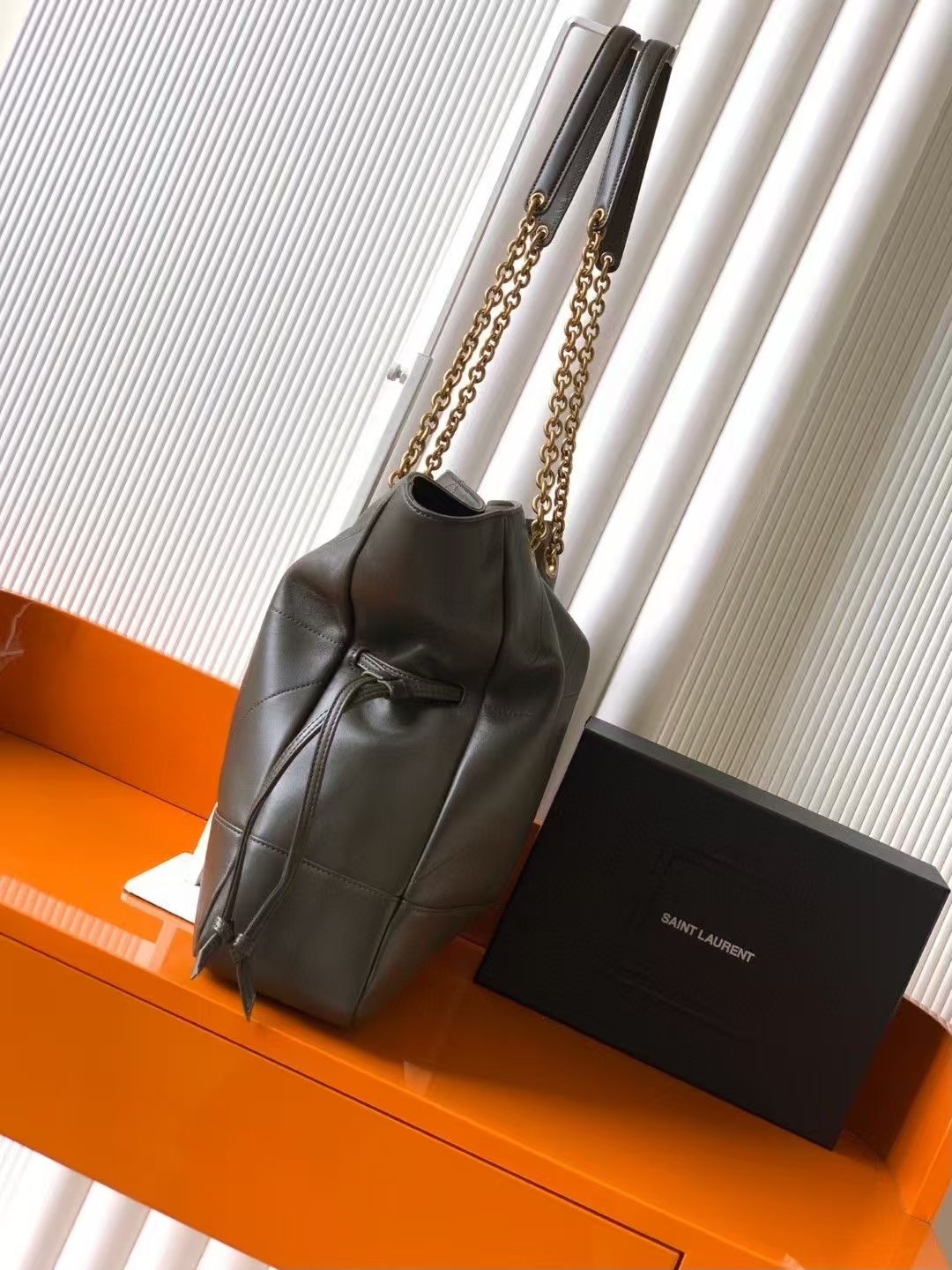 Saint Laurent Jamie Shopping Small Tote Bag in Light Musk Sheepskin