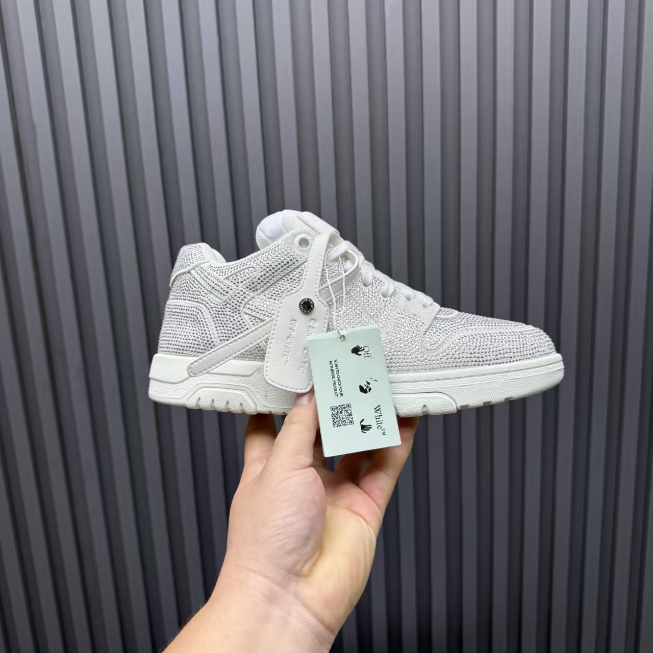 White Crystal-Embellished Chunky Platform Sneakers | Off-White™ Elevated Running Shoes
