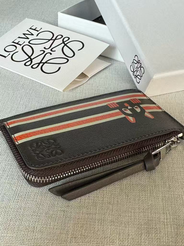 LOEWE Classic Leather Cat Coin Card Holder in Futurist Design