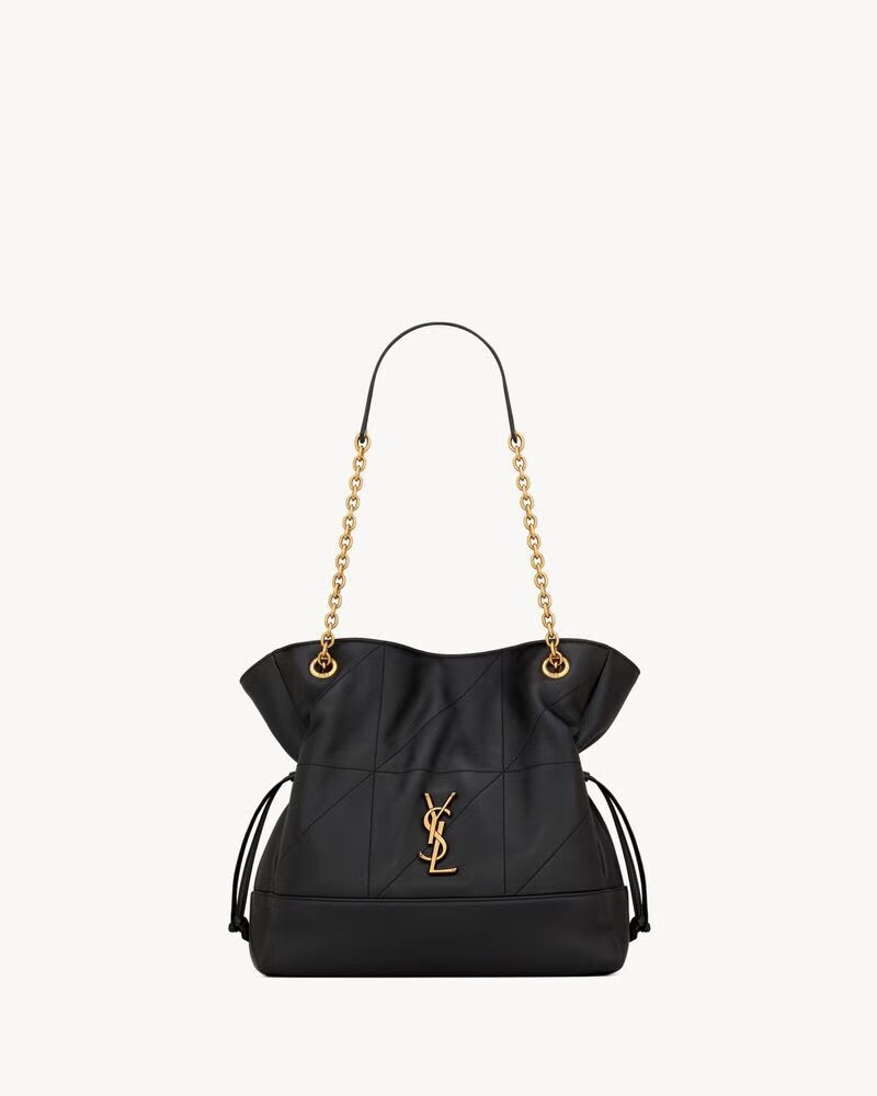 Saint Laurent Jamie Shopping Small Tote Bag in Black Sheepskin