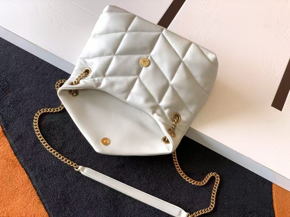 Saint Laurent Puffer Small Sheepskin Handbag in White