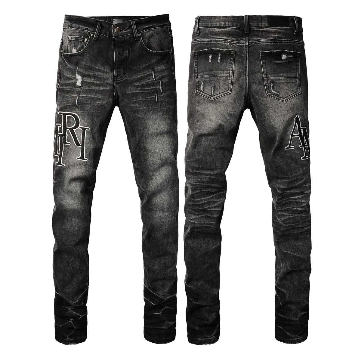 AMIRIS jeans Men letters trousers Fashion Repair Low Rise Skinny Denim pants