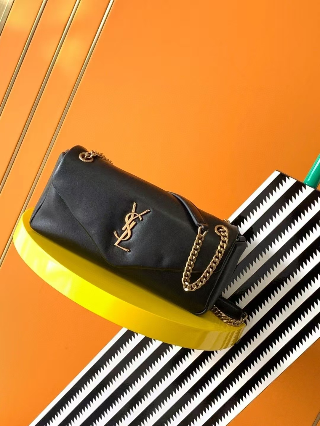 Saint Laurent Calypso Small Sheepskin Handbag in Black