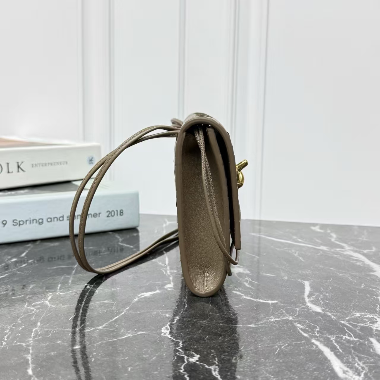 Bottega Veneta Andiamo Crossbody in Pinecone - Intrecciato Leather with Adjustable Strap