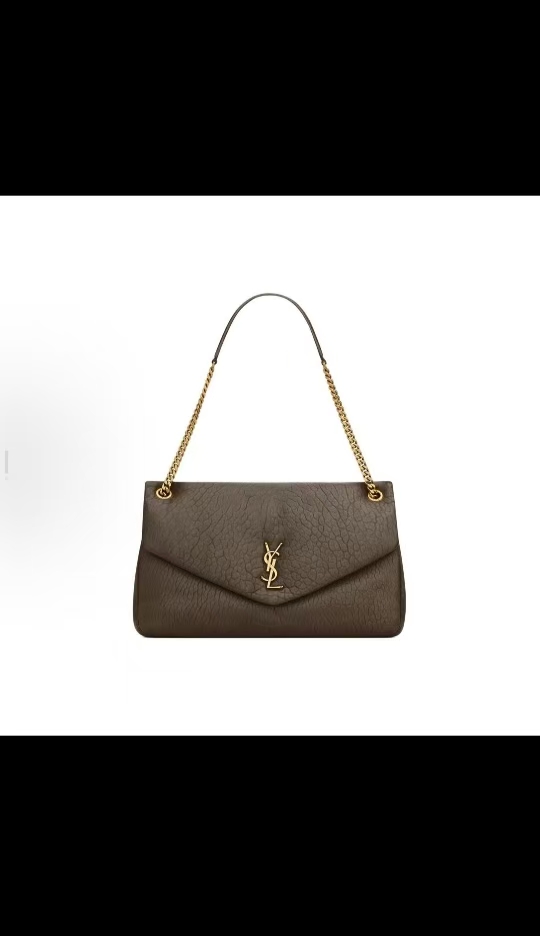 Saint Laurent Calypso Large Grain de Poudre Sheepskin Bag in Light Musk