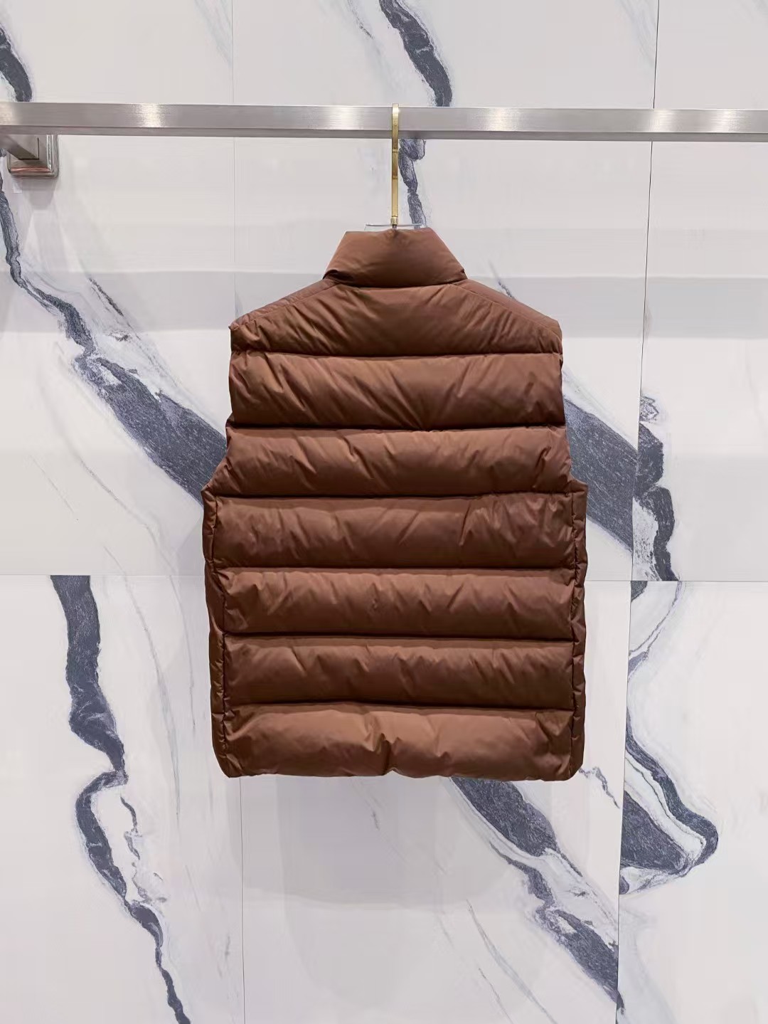 Prada Cocoa Brown Re-Nylon Padded Vest - Enamel Triangle Logo & Sporty Style