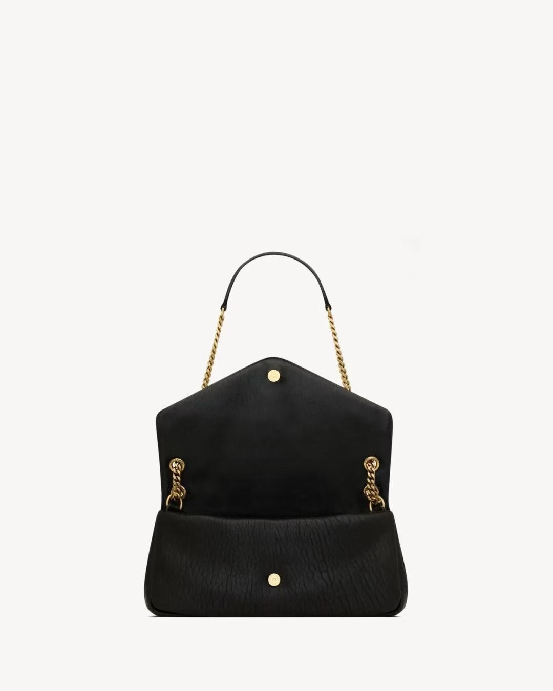 Saint Laurent Calypso Medium Grain de Poudre Sheepskin Handbag in Black