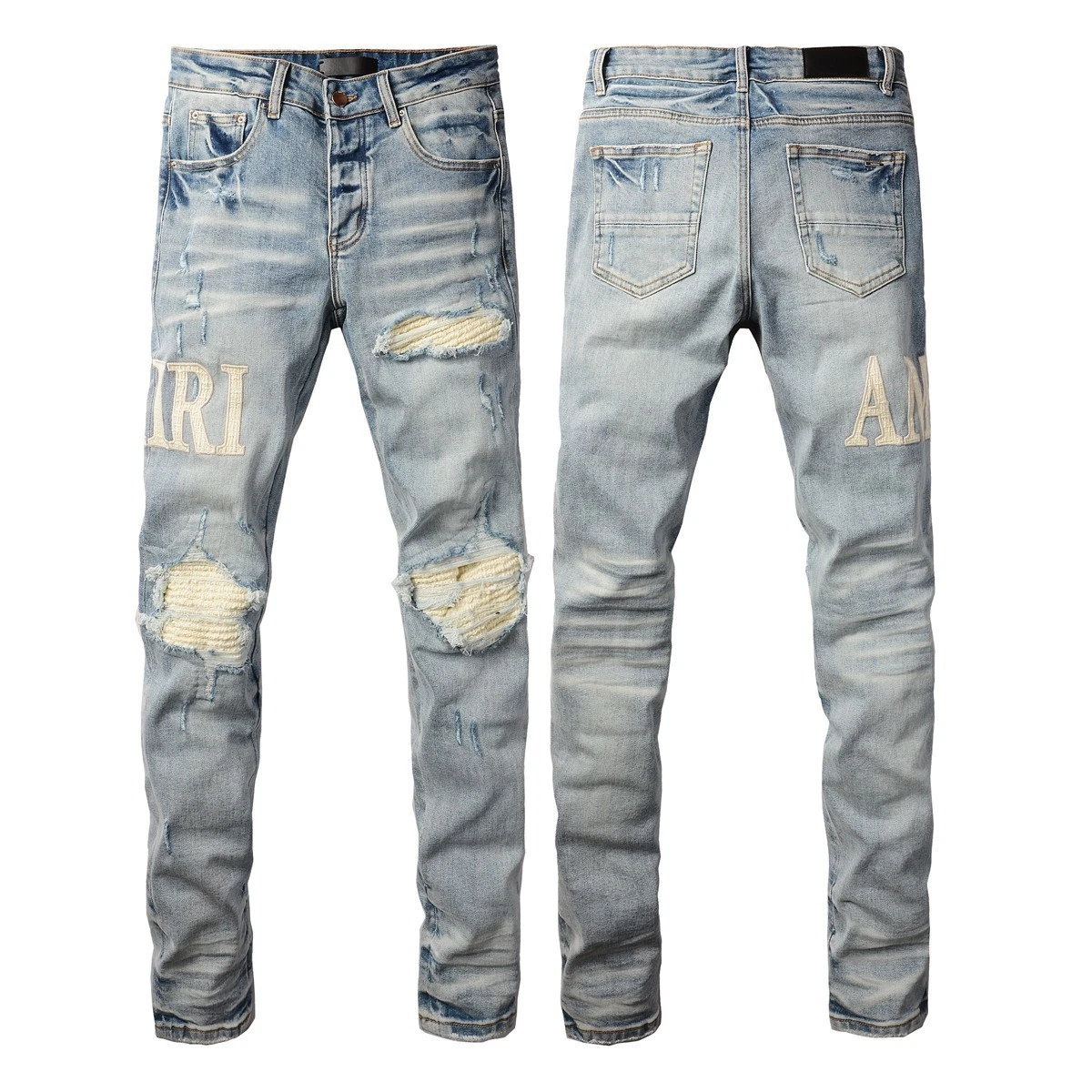 AMIRIS jeans Men letters trousers Repair Low Rise Skinny Denim pants