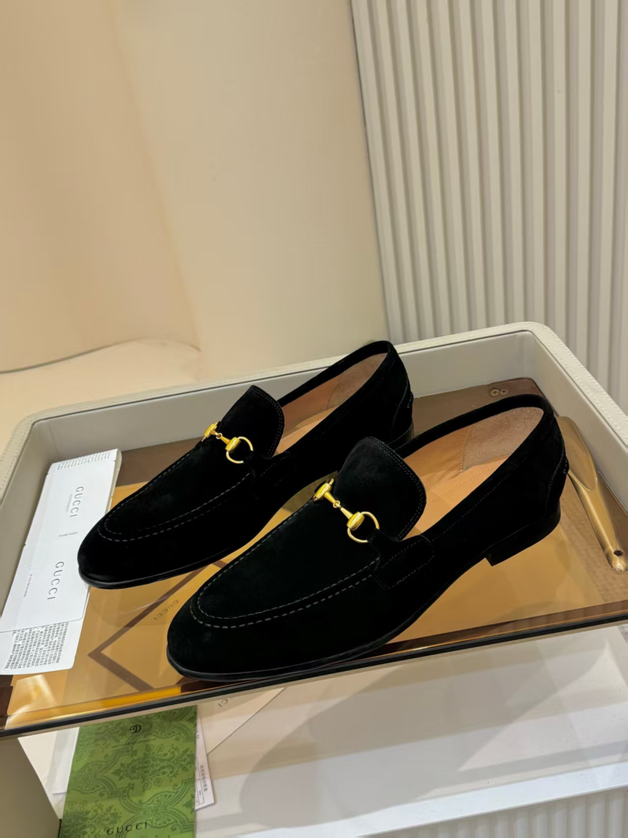 Gucci Men's Black Suede Horsebit Loafers