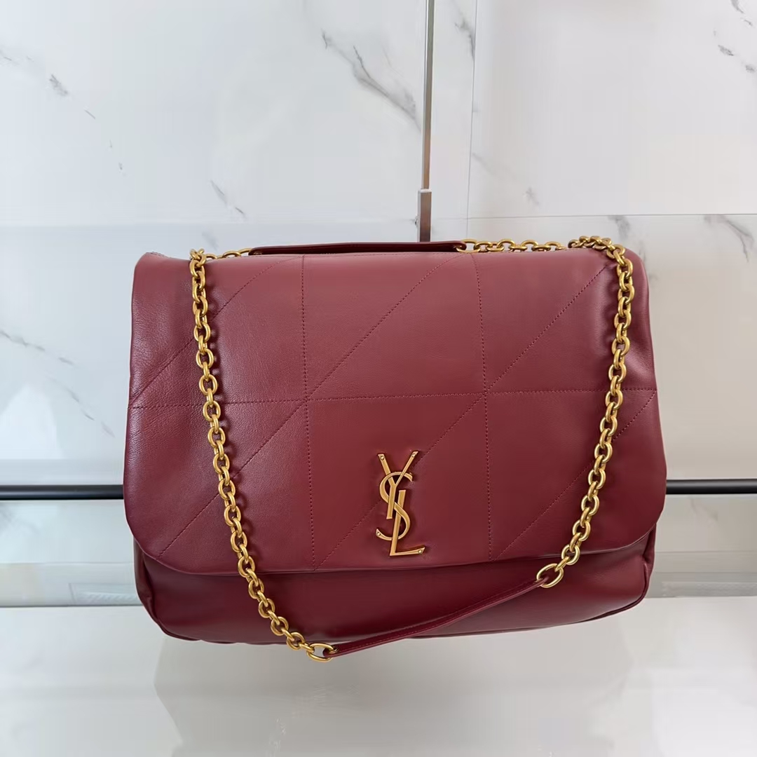Saint Laurent Jamie 4.3 Large Sheepskin Handbag in Merlot Red