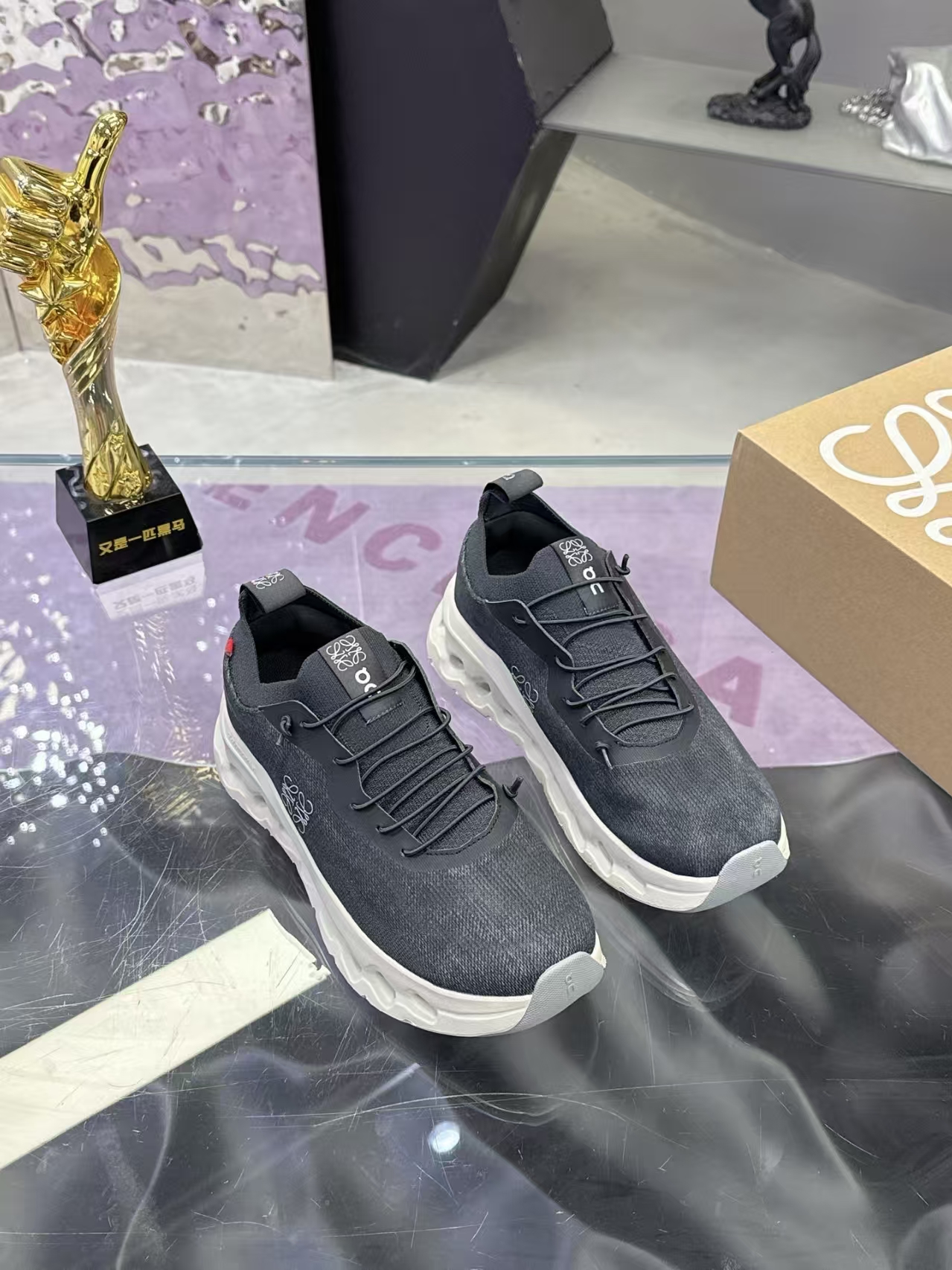 LOEWE On CloudTilt Sneakers in Charcoal Grey | Comfort Runner