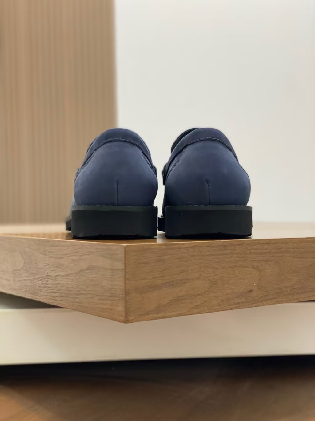 Salvatore Ferragamo Men's Navy Brushed Calfskin Loafers with Gancino Bit