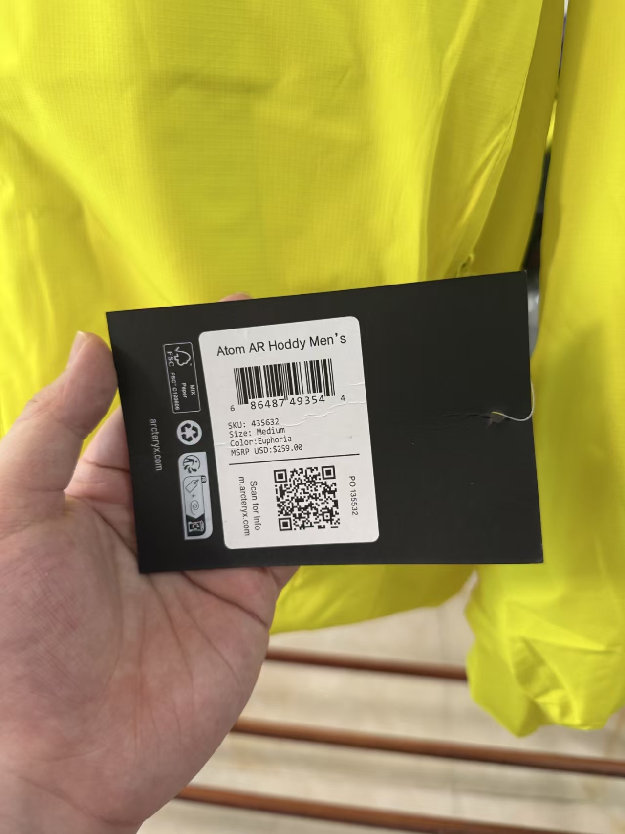 Arc'teryx Atom LT Hoody in Solar Yellow - Lightweight Synthetic Insulated Jacket for Outdoor