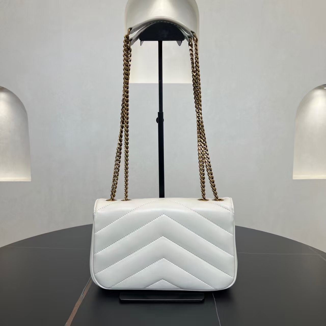 Saint Laurent LouLou Small Quilted Lambskin Handbag in White