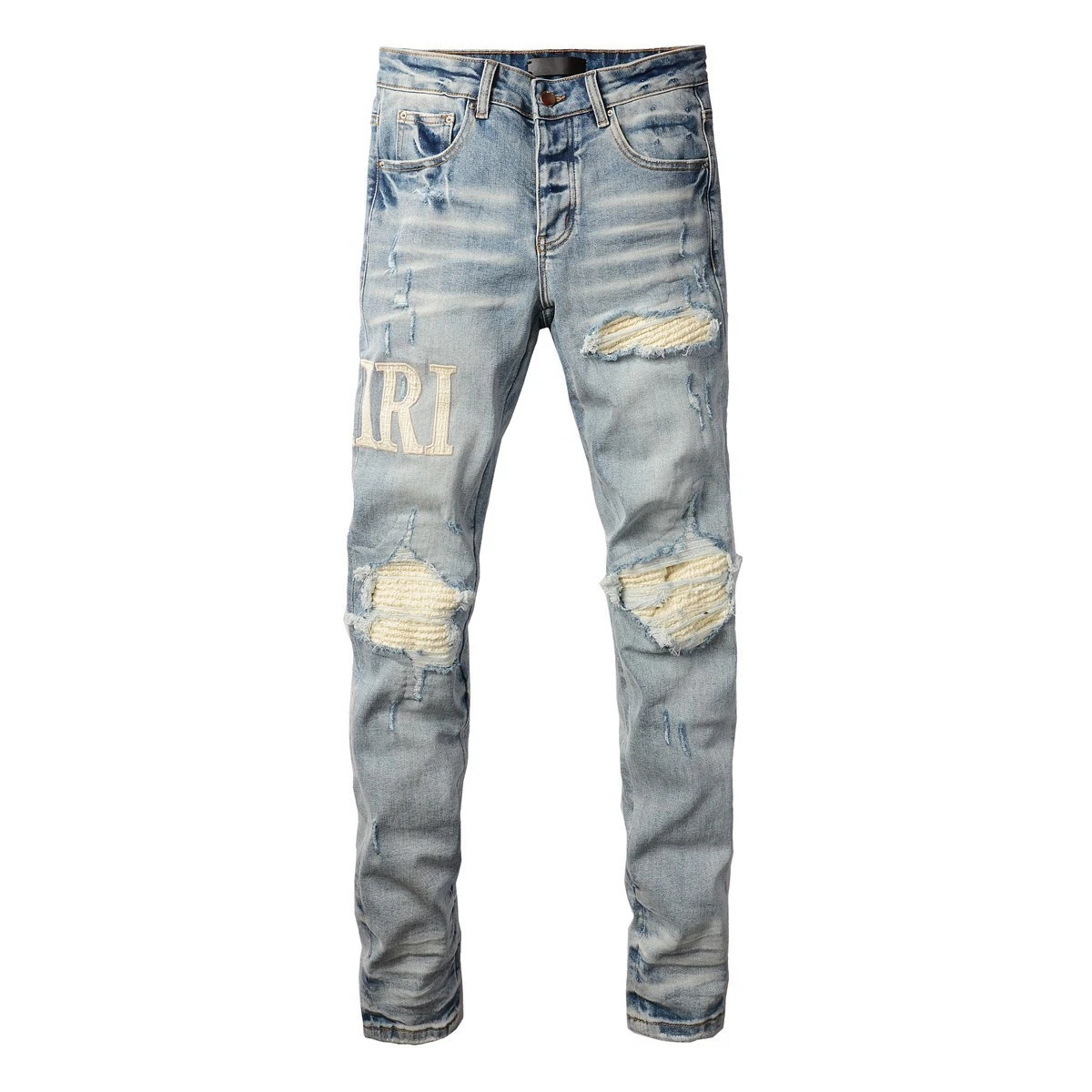 AMIRIS jeans Men letters trousers Repair Low Rise Skinny Denim pants