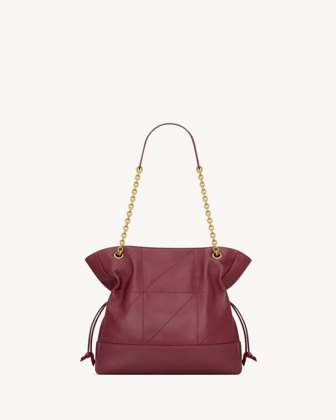 Saint Laurent Jamie Shopping Small Tote Bag in Merlot Red Sheepskin