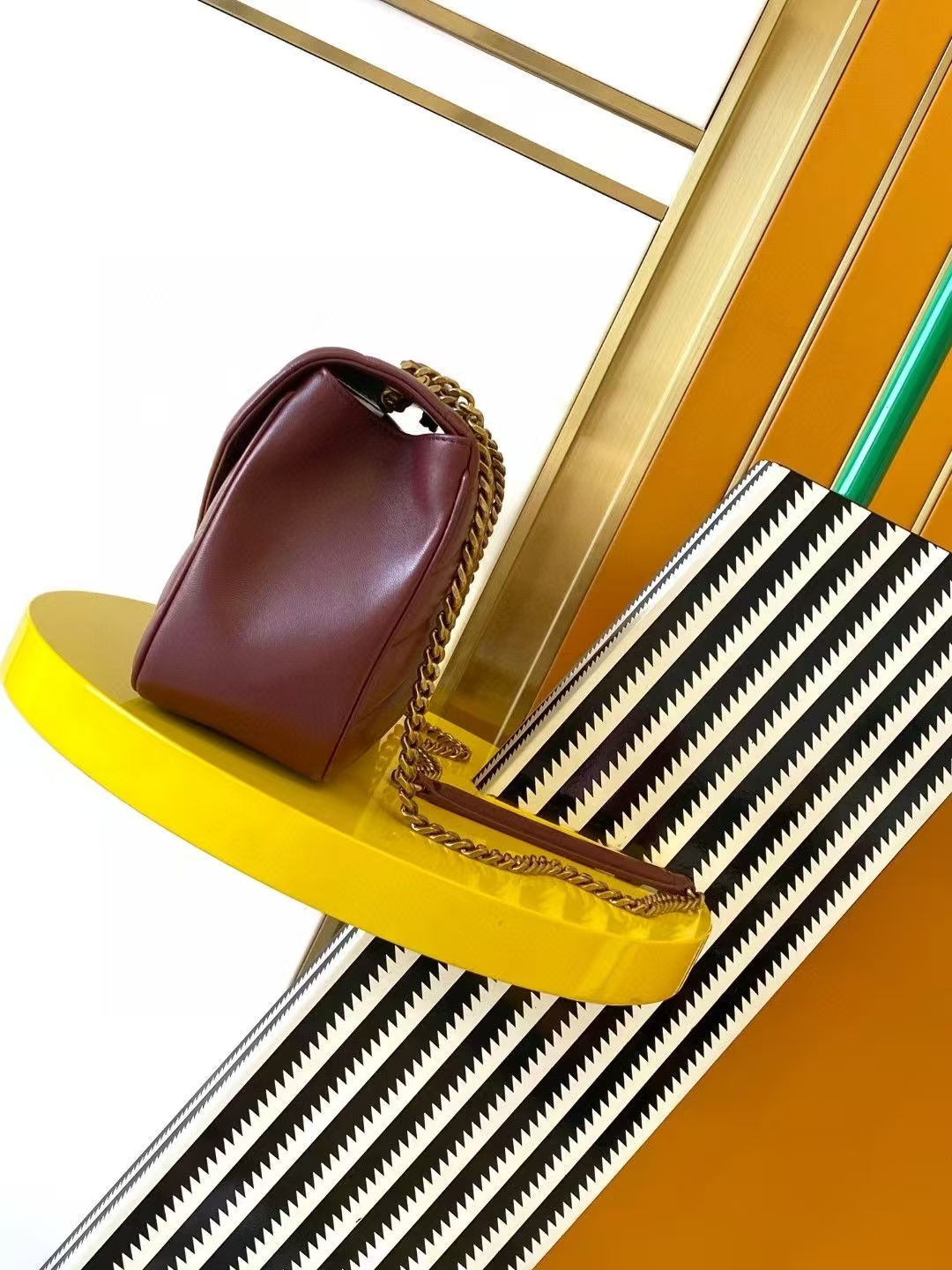 Saint Laurent LouLou Medium Quilted Lambskin Handbag in Cabernet Sauvignon