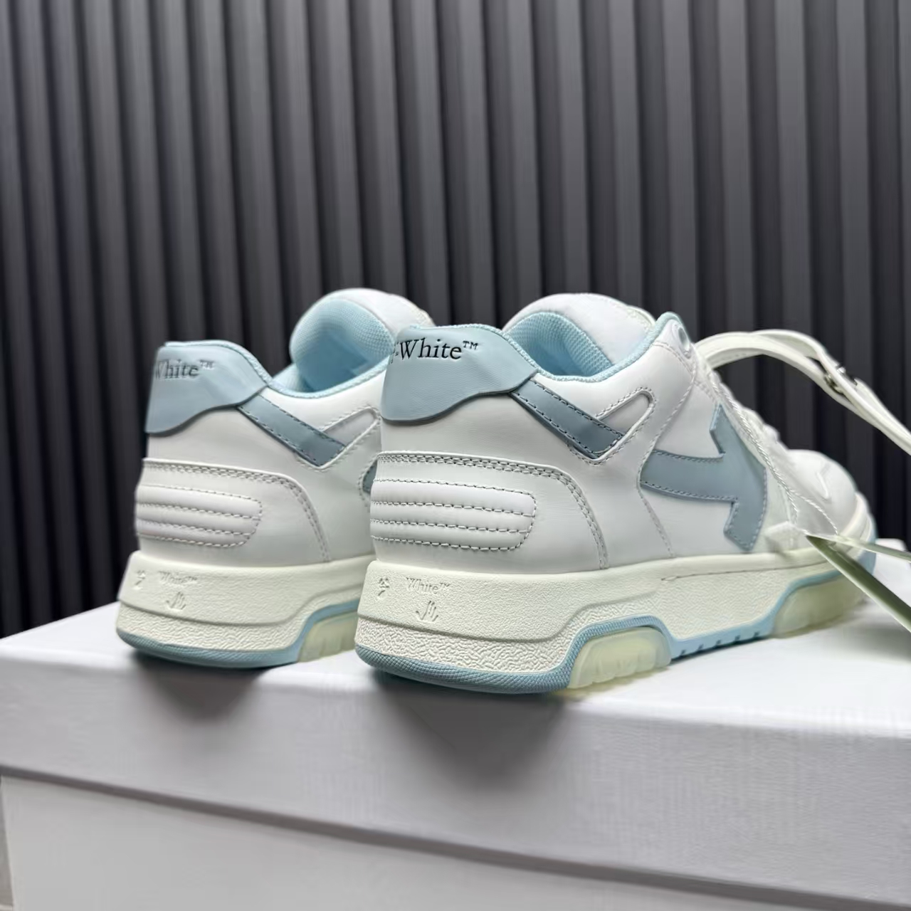 Off-White™ Two-Tone Platform Sneakers | White & Sky Blue Retro Runner