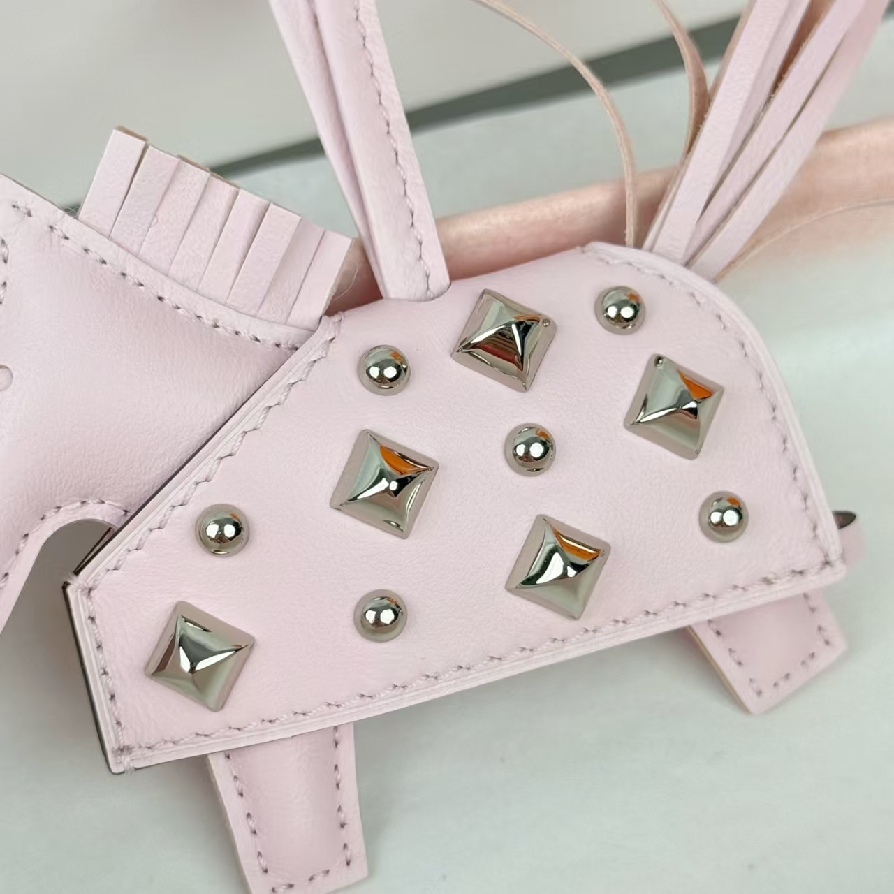 Hermès Rodeo Rodeo Coeur Mini Pony Bag Charm & Keychain in Powder Pink - New With Box