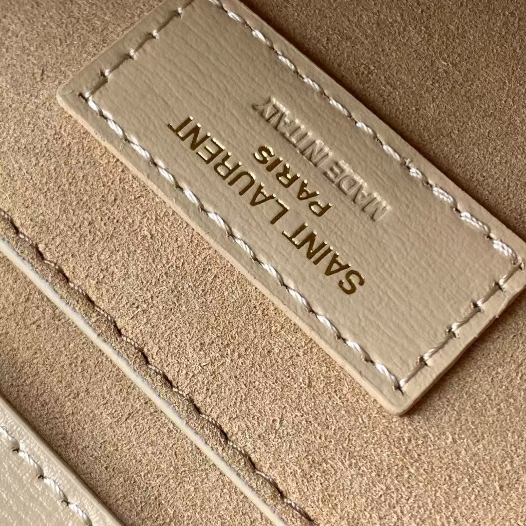 Saint Laurent Sunset Medium Smooth Leather Handbag in Dark Beige