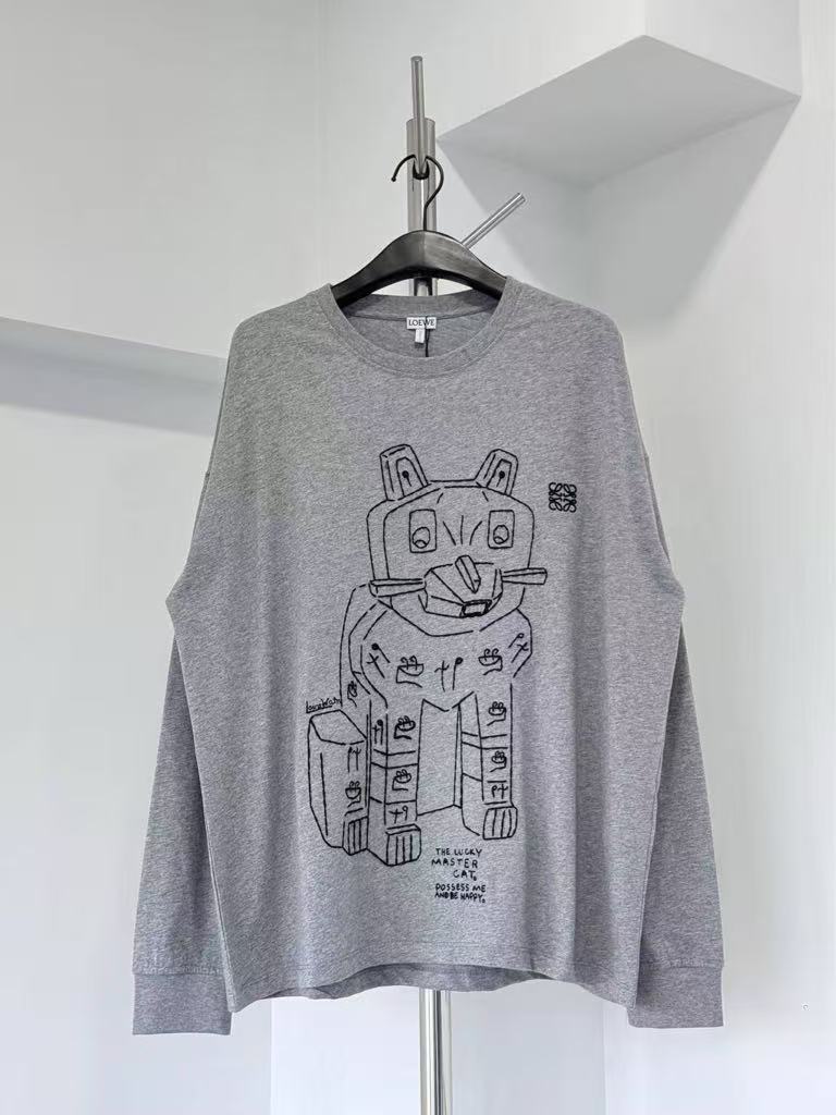 LOEWE Cotton Long-Sleeve T-Shirt - Gray