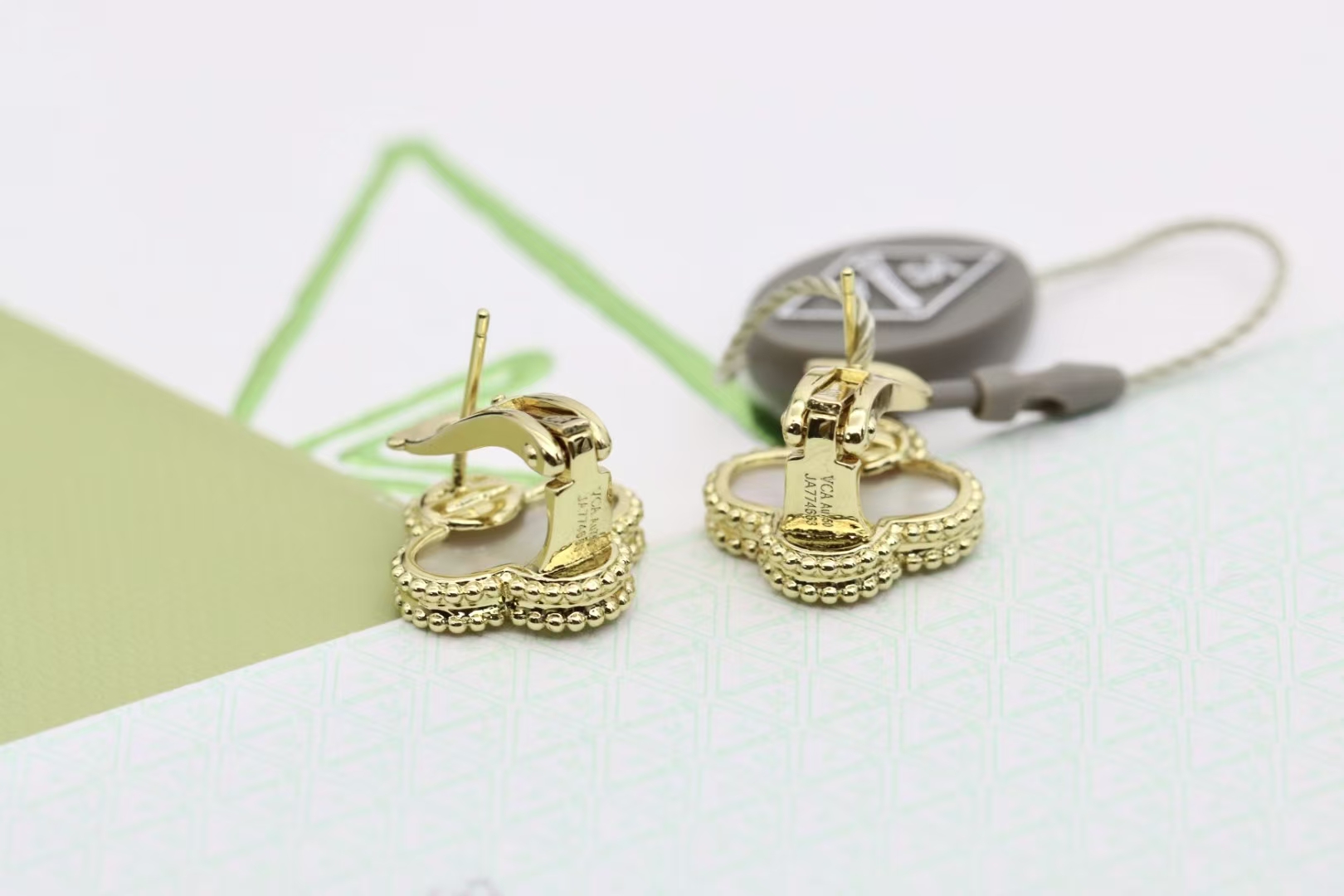 Van Cleef & Arpels Champagne Gold & White Mother-of-Pearl Vintage Alhambra® Earrings