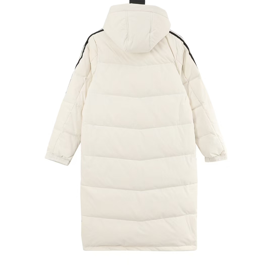 adidas 3-Stripes ThermoLite Longline Dropped-Shoulder Puffer Coat in White