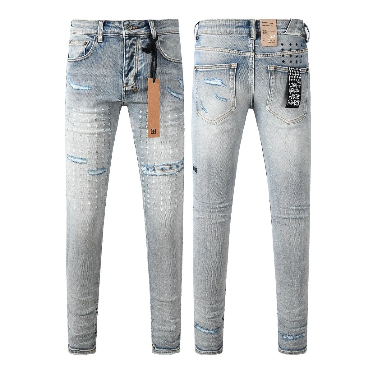 ksubi jeans 3047 Men's jeans Distressed Jeans Light blue and white