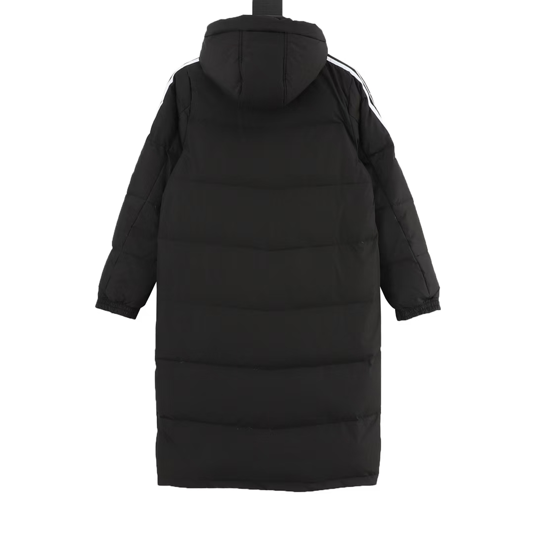 adidas 3-Stripes ThermoLite Longline Dropped-Shoulder Puffer Coat in Black