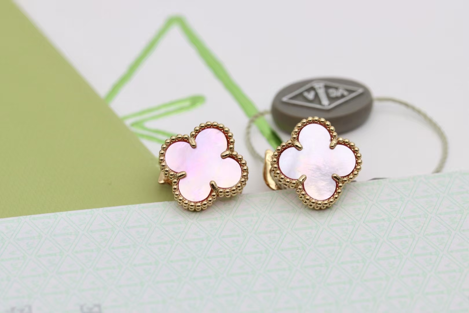 Van Cleef & Arpels Rose Gold & Pink Mother-of-Pearl Vintage Alhambra® Earrings