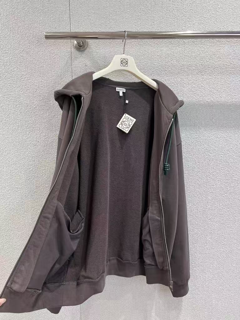 LOEWE Cotton zipper hooded sweatshirt