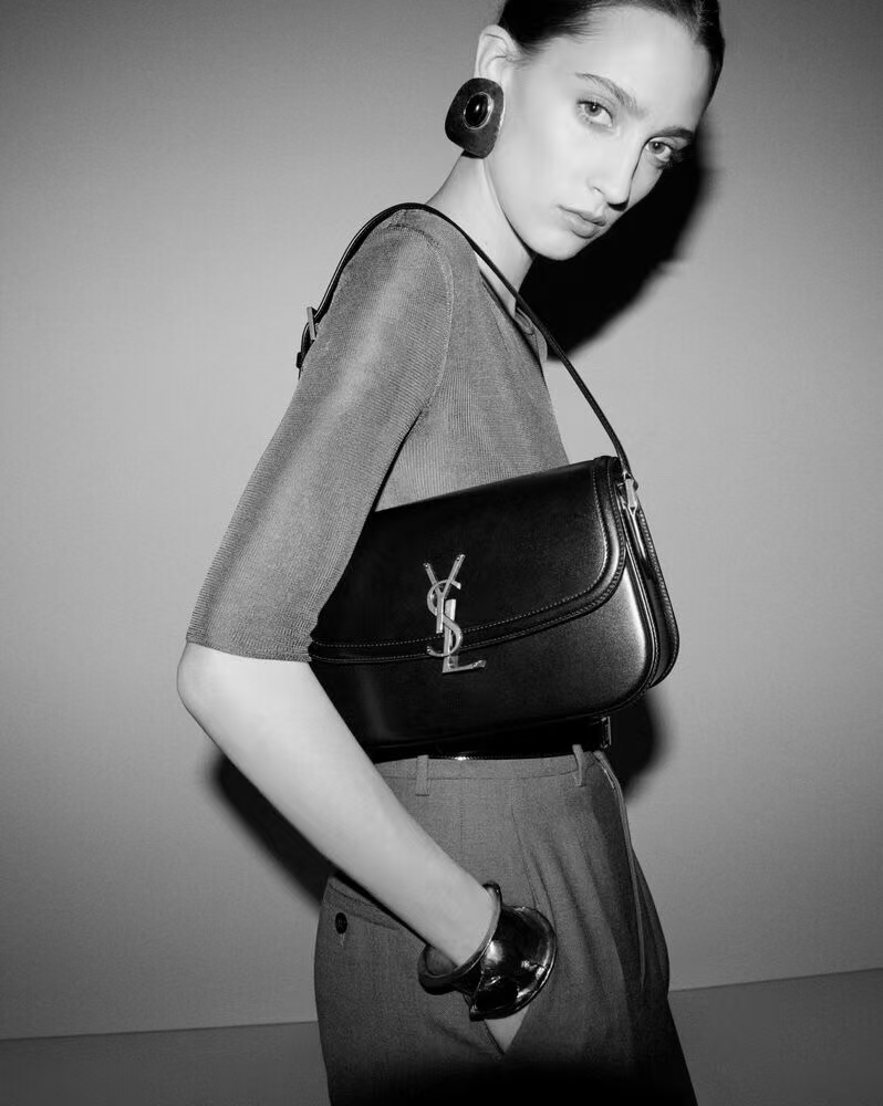 Saint Laurent Solferino Small Box Leather Handbag in Black