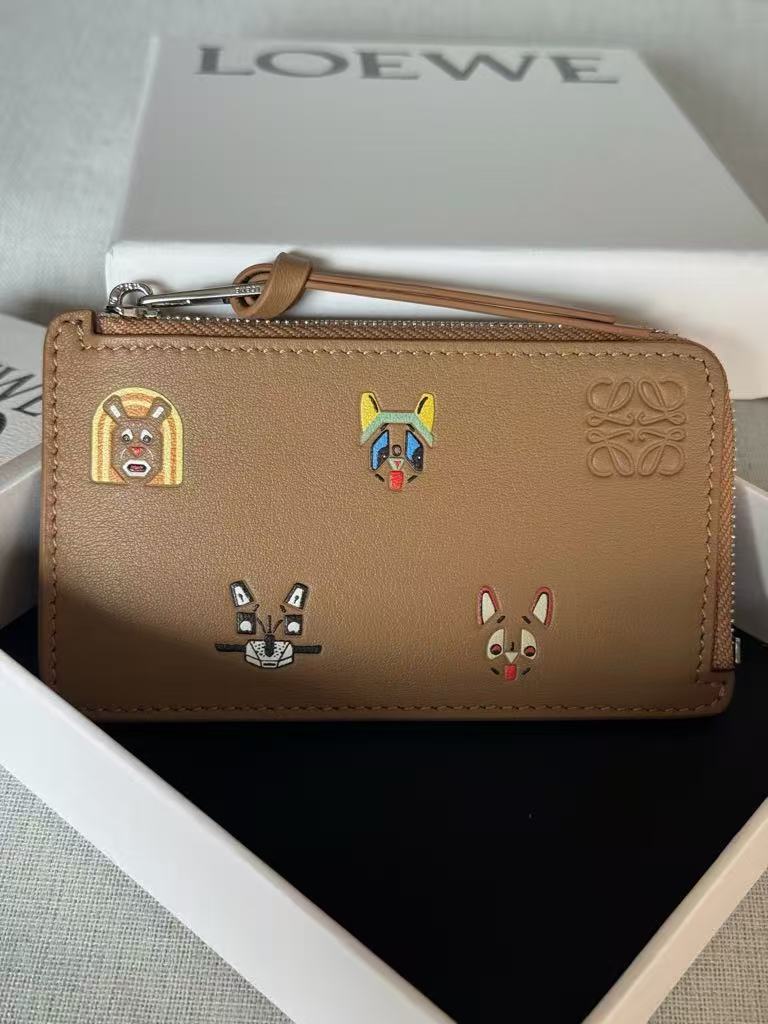 LOEWE Classic cowhide leather Cats coin card case