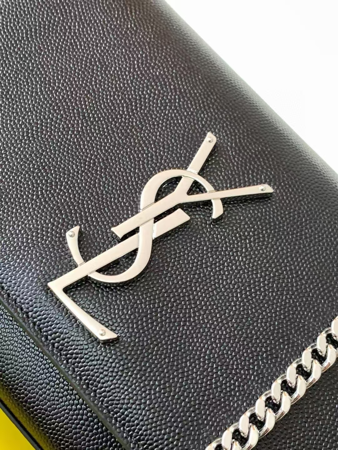 Saint Laurent Kate Small Grain de Poudre Leather Handbag in Black