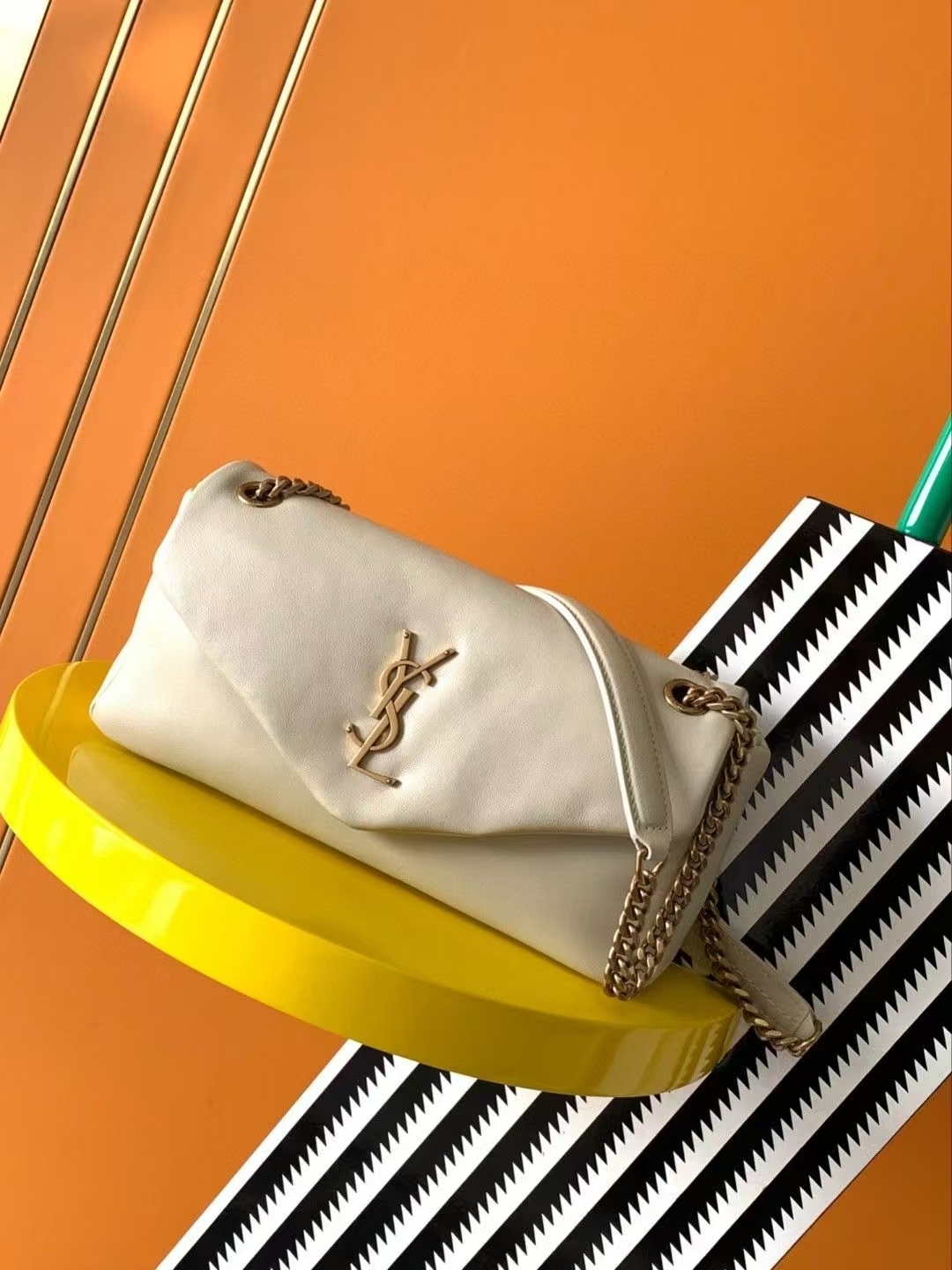 Saint Laurent Calypso Small Sheepskin Handbag in Vintage White