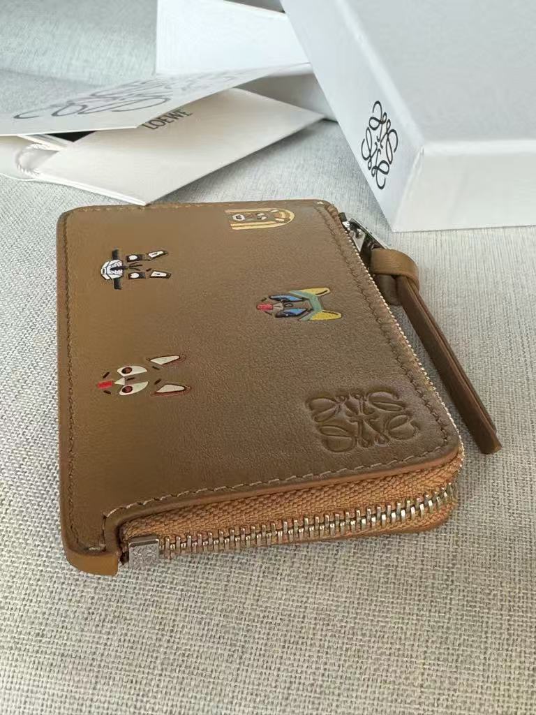 LOEWE Classic cowhide leather Cats coin card case