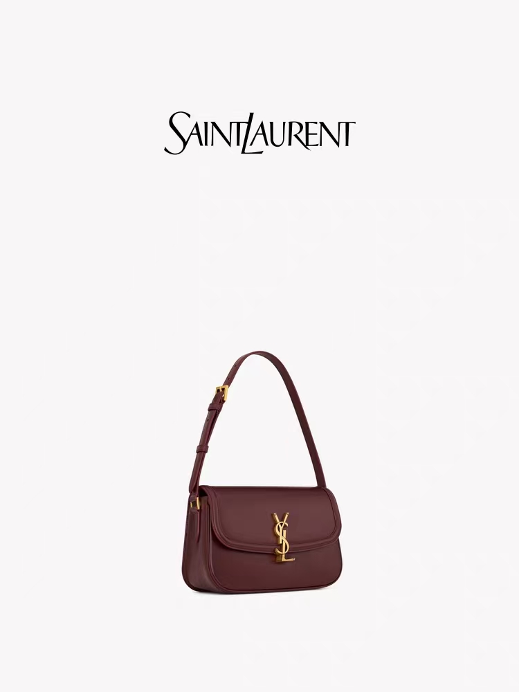 Saint Laurent Solferino Small Box Leather Handbag in Cabernet Sauvignon
