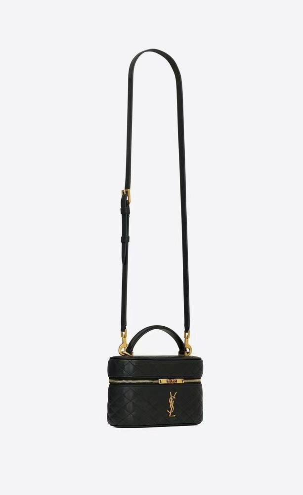 Saint Laurent Gaby Vanity Bag with Lambskin Strap Clutch in Black