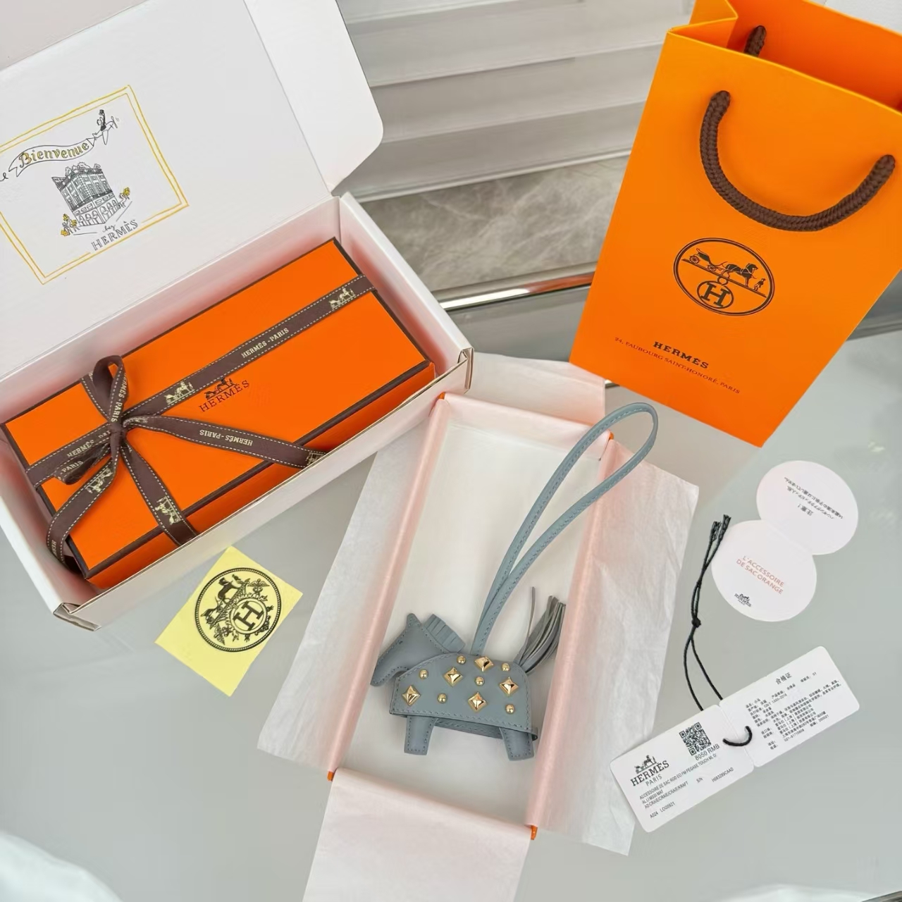 Hermès Rodeo Rodeo Coeur Mini Pony Bag Charm & Keychain in Lavender - New With Box