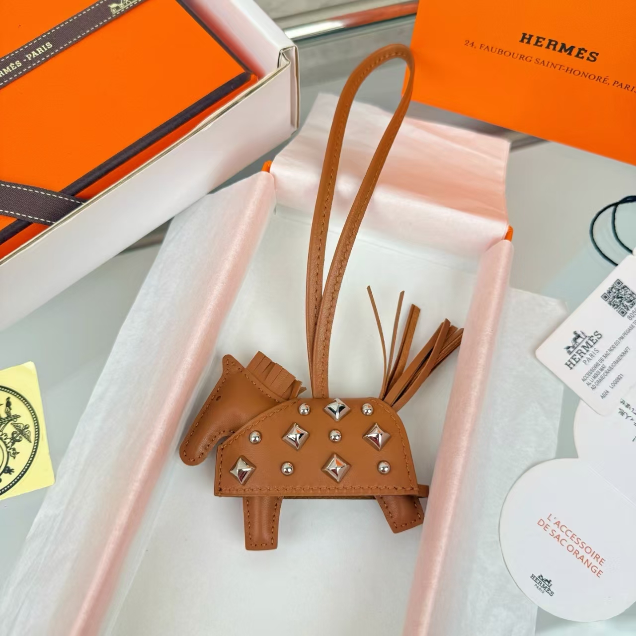 Hermès Rodeo Rodeo Coeur Mini Pony Bag Charm & Keychain in Chocolate Brown - New With Box