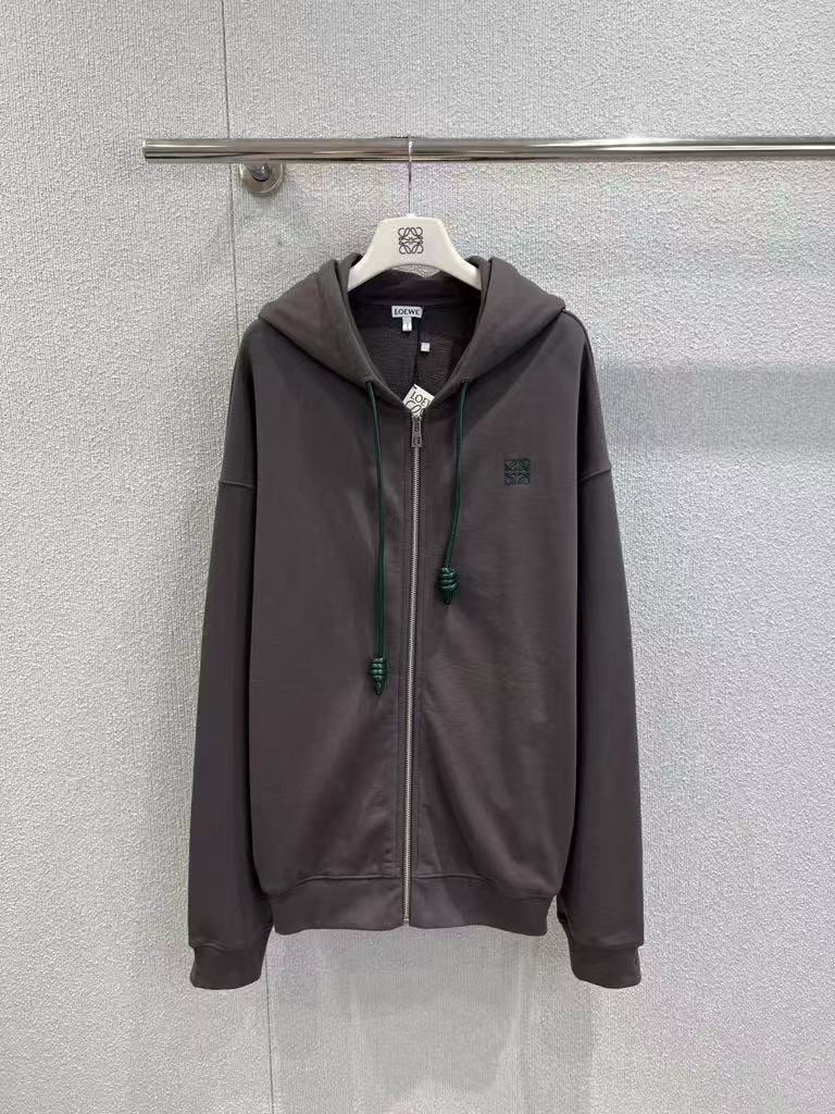 LOEWE Cotton zipper hooded sweatshirt