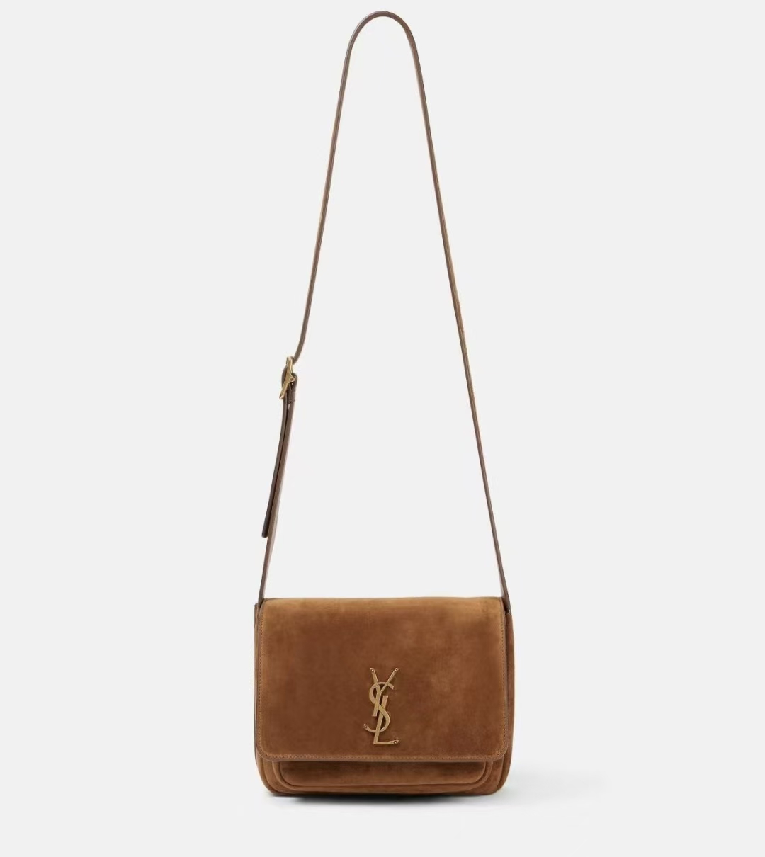 Saint Laurent Niki Suede Satchel Handbag in Caramel Cognac