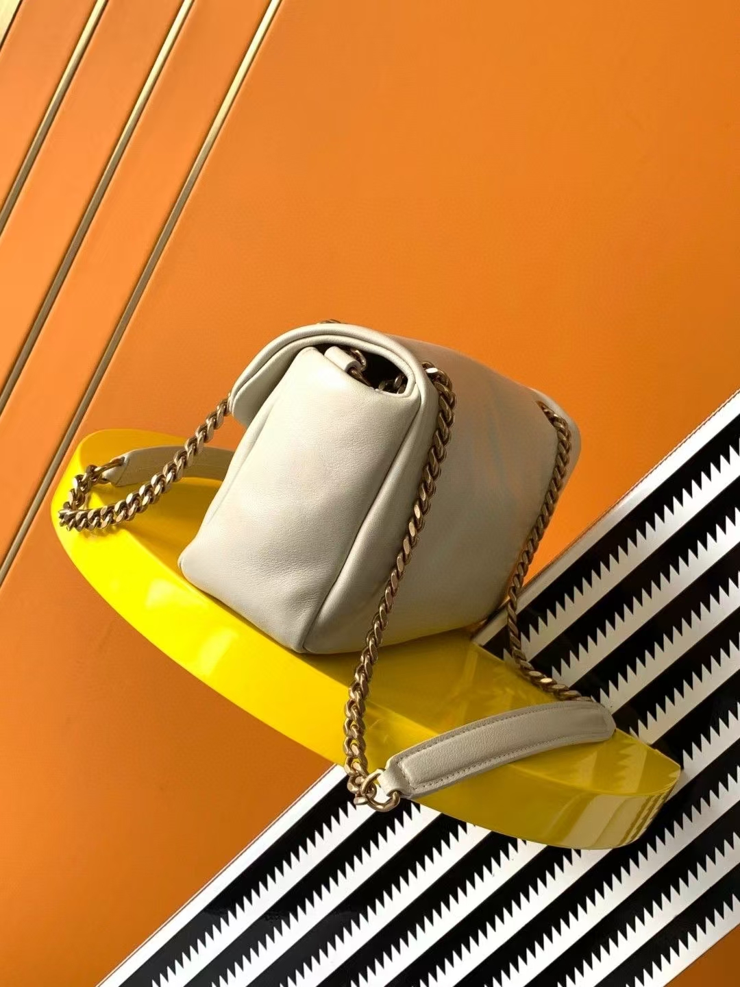 Saint Laurent Calypso Small Sheepskin Handbag in Vintage White