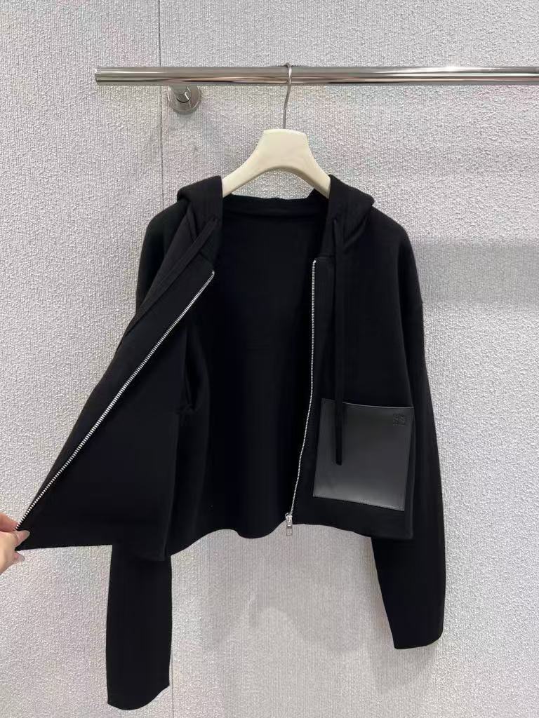 LOEWE Wool Zippered Hooded Sweatshirt