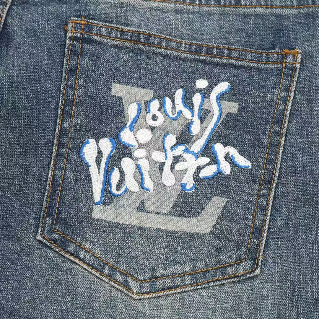 Louis Vuitton Back Graphic Print Lettering Denim Jeans